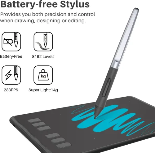 Miniatura 3 de HUION Tableta de dibujo Inspiroy H640P Bloc de gráficos digitales para OSU! con lápiz óptico sin batería 8192 niveles sensibilidad a la presión 6