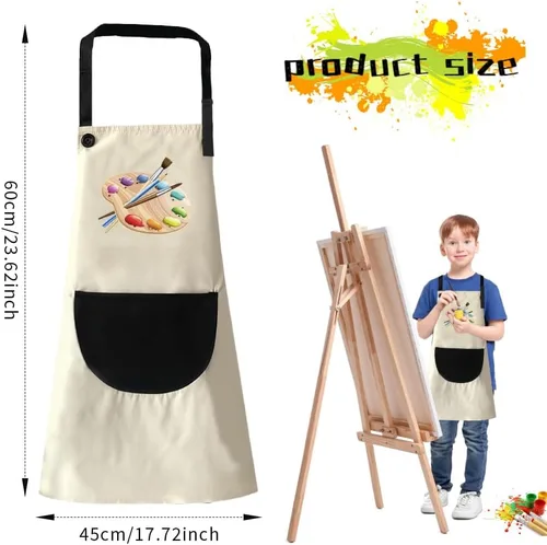 Miniatura 2 de Delantal para niños, paquete de 2 delantales de pintura para niños y niñas, delantales para niños, pintura, cocina, horneado, arte y manualidades