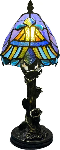 Miniatura 9 de Lámpara Pequeña Estilo Tiffany, Mini Lámparas Tiffany de Vidrio Emplomado Barroco Azul para Sala de Estar, Hogar, Dormitorio, Mesita de Noche