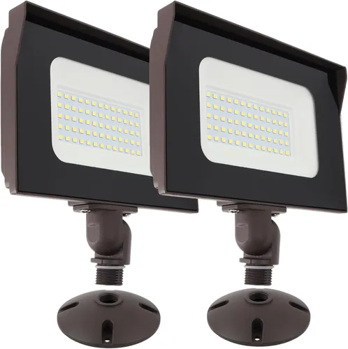 Paquete de 2 luces LED de 40 W para exteriores con montaje en nudillos de 1/2 pulgada (placa incluida), 5000 K, 5200 lúmenes, 120 V, ETL