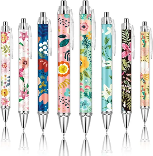 Miniatura 13 de Ireer 8 bolígrafos de bola para mujeres 1.00 mm de tinta negra lindos y elegantes, bolígrafos de punta fina de escritura suave para estudiantes