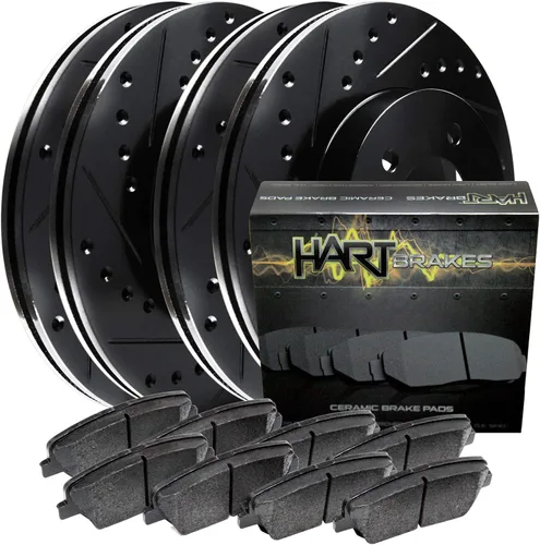 Miniatura 16 de Hart Brakes Kit de frenos y rotores traseros delanteros Pastillas de freno delanteras y traseras Rotores y pastillas de freno Pastillas