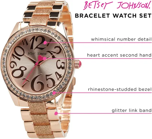 Miniatura 2 de Betsey Johnson BJWS001 - Reloj de pulsera con correa de eslabones y pulseras apiladas