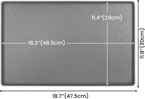 Miniatura 3 de Ptlom Mantel individual para mascotas para perros y gatos, tapete para evitar el desbordamiento de alimentos y agua, adecuado para mascotas Gris