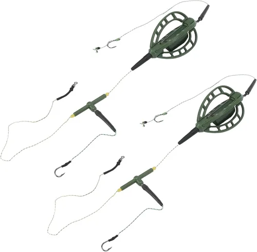 Alimentador de jaula de cebo de pesca de carpa con plataformas de gancho de alambre, dispositivo de trampa de anidación de línea larga de estilo