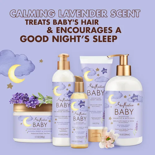 Miniatura 3 de SheaMoisture - Acondicionador profundo para bebé, miel de manuka y lavanda para cabello delicado y piel nocturna, régimen de cuidado de la piel
