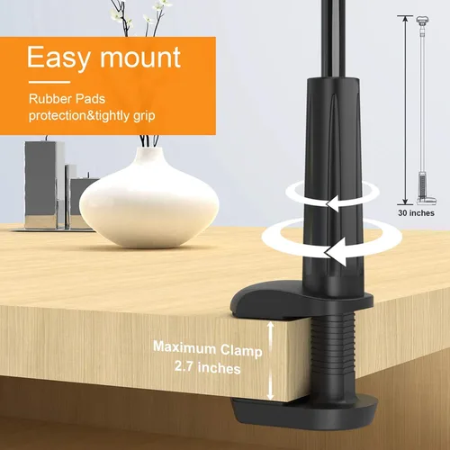 Miniatura 3 de Soporte para Teléfono de Cama con Cuello de Cisne – Brazo Flexible Montaje de Clip 360 Soporte Ajustable con Abrazadera Compatible con Teléfono