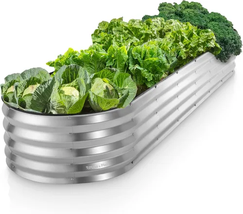 Miniatura 7 de Plant & Plot Camas de jardín elevadas galvanizadas para exteriores/ 8 x 2 × 1 pie Plantador elevado Camas elevadas para jardinería, verduras