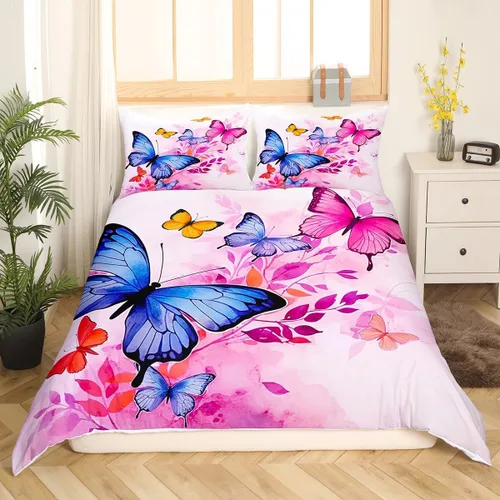 Miniatura 22 de Erosebridal Juego de funda de edredón con diseño floral de acuarela, estilo fantasía, para niñas, mujeres y niños, bonito juego de edredón