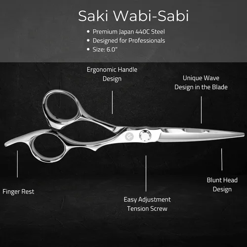 Miniatura 5 de Saki Shears Juego de tijeras profesionales de 6 pulgadas, incluye tijeras, tijeras para adelgazar y maquinilla de afeitar para el cabello, hechas