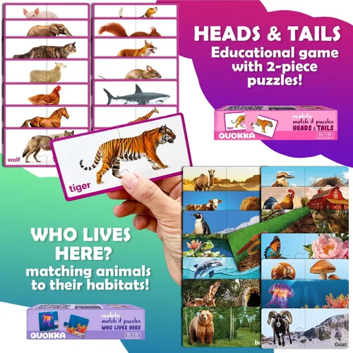 Miniatura 5 de QUOKKA 5X MEGASET Realistic Puzzles for Toddlers 3-5 - Matching Games for Kids Ages 2-4 - Numbers Animals Opposites ABC Learning for Toddlers 1-3