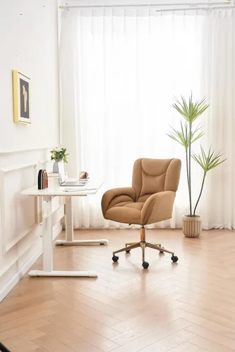 Miniatura 3 de Home Office Desk Chairs with Adjustable Height, Swivel Chair with Gold Metal Base, Ergonomic Office Chair, Comfy Chair for Office, Living Room