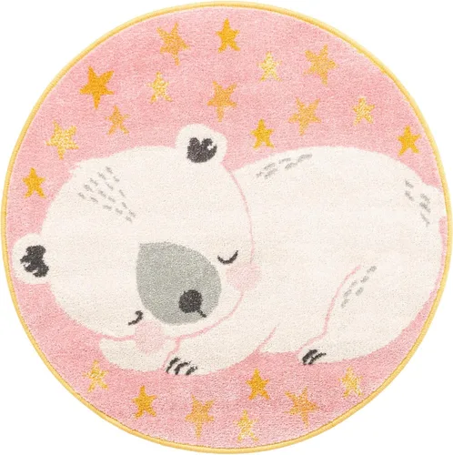 Miniatura 2 de Unique Loom Whimsy Kids Collection - Alfombra para la siesta (3 pies 3 pulgadas, redonda, rosa/negro)