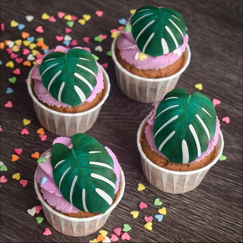 Miniatura 2 de Sugar Robot - Decoración comestible de hojas de Monstera - Tamaño pequeño - Hojas comestibles para decoración de pasteles - Hecho a mano - Hecho