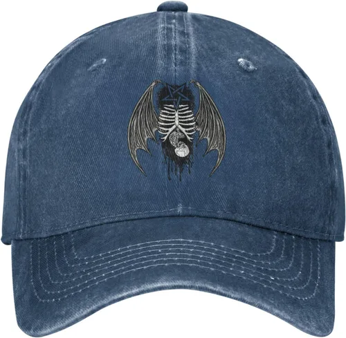 Miniatura 2 de Cowboy Hat Trendy Hats for Man and Women Djustable Four Season Outdoor Baseball Cap of Hell Skull with Angel Navy Blue