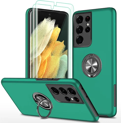 Miniatura 9 de Funda para Samsung Galaxy S21 Ultra, con protector de pantalla de TPU flexible autorreparable, 2 unidades, grado militar, doble a prueba de golpes