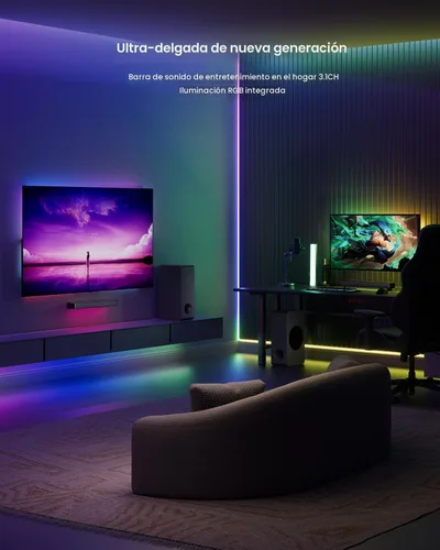 Miniatura 2 de MEREDO Barra de sonido para Smart TV 160W 3.1CH PC Gaming Barra de sonido con subwoofer RGB Iluminación Audio Sincronización Sistema de sonido