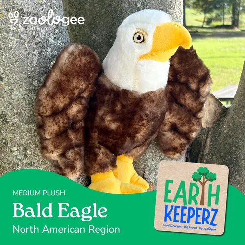 Miniatura 2 de The Petting Zoo Peluche de águila calva, regalos para niños, animales de vida silvestre Earth Keeperz, juguete de peluche de águila calva