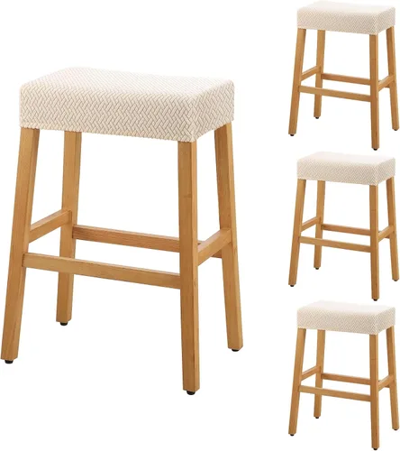 Miniatura 11 de YISUN Fundas de taburete rectangulares, paquete de 2 fundas elásticas impermeables para asiento de silla de montar, taburetes de bar, sillas de bar