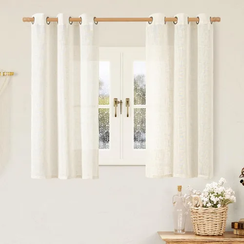 Miniatura 211 de LAMIT Cortinas de lino sintético para dormitorio, paneles filtrantes de luz, cortinas de lino con protección de privacidad con ojales para ventanas