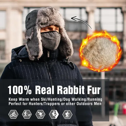 Miniatura 28 de Comhats Gran XL Trapper Trooper Caza Cálido Oído Solapa Rusia Ushanka Invierno Esquí Clima Frío Bombardero Sombreros para Hombres