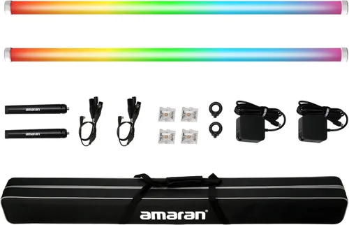 Aputure Amaran PT4c - Kit de 2 luces, tubo de luz de píxeles, tubo LED de 16 píxeles RGBWW, potencia de 32 W (47.2 in/47.2 pulgadas) Amaran T4C