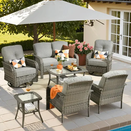 Miniatura 26 de ovios Juego de 2 piezas de muebles para patio, sillas de mimbre para exteriores de 2, sillas de ratán de respaldo alto para todo tipo de clima de 2