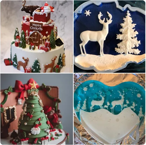 Miniatura 6 de ZiXiang Moldes de fondant de Navidad, copo de nieve, muñeco de nieve, piña, reno, bombilla, hojas de acebo, caramelo, chocolate, moldes de silicona