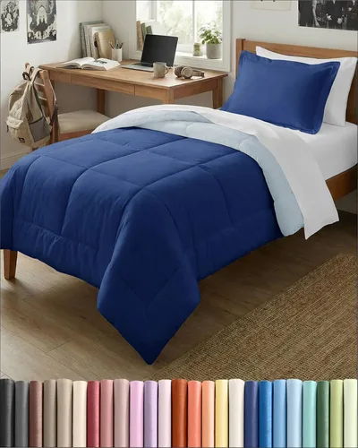 Miniatura 39 de Juego de edredón individual – Juego de ropa de cama en una bolsa de 5 piezas tamaño Queen – Edredón alternativo al plumón, sábana encimera, sábana