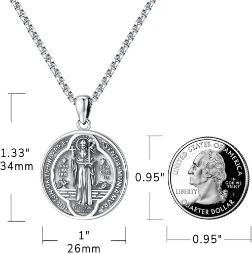 Miniatura 212 de Eusense Saint Necklace Sterling Silver 925 Protection Jewelry for Men Women Patron St Medals Amulet Pendant