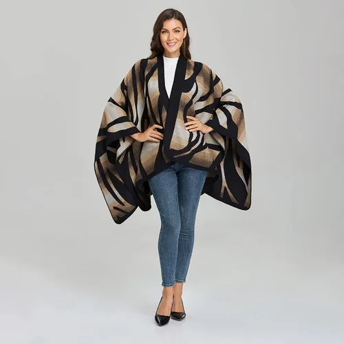 Miniatura 4 de Bakerdani Manta cruzada de invierno para mujer, poncho y chal