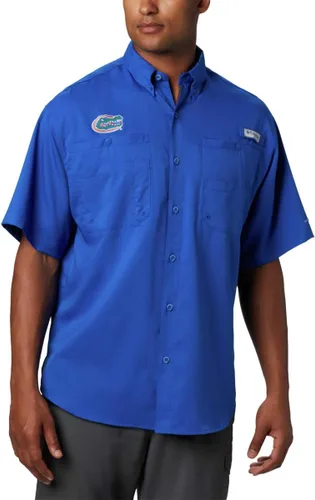 Columbia NCAA Camisa Tamiami de Manga Corta para Hombre Universitaria Tallas Grandes y Altas Fla - Azul