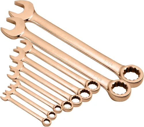 Miniatura 13 de WEDO Llave combinada sin chispas, llave combinada de seguridad sin chispas, bronce de aluminio, forja, DIN 3113, certificado BAM y FM, tamaño 1