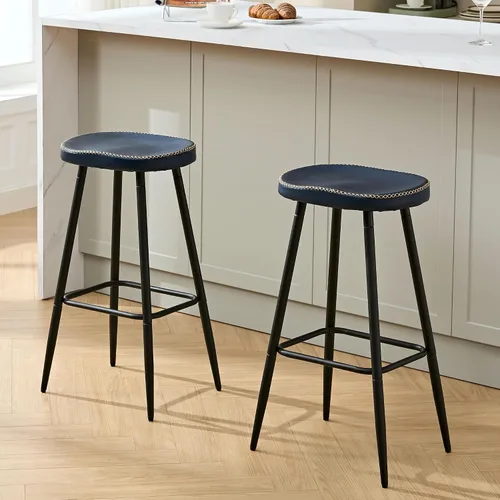 Miniatura 21 de FIRAVOE Juego de 2 Taburetes de Bar, Taburetes de Bar Modernos de 24" de Altura de Mostrador, Taburetes de Montar sin Respaldo de Cuero Sintético