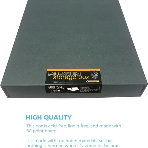 Miniatura 141 de Lineco Archival Caja de almacenamiento para impresión de 13x19 pulgadas, diseño frontal abatible, 13 1/2 x 19 1/2 x 3 pulgadas, color exterior: negro
