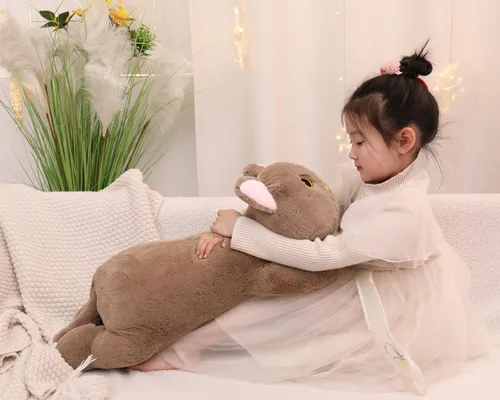 Miniatura 4 de YESGIRL Animales de peluche con peso de gato de 26.4 pulgadas, 5 libras, animal de peluche grande con peso, linda almohada de juguete de peluche