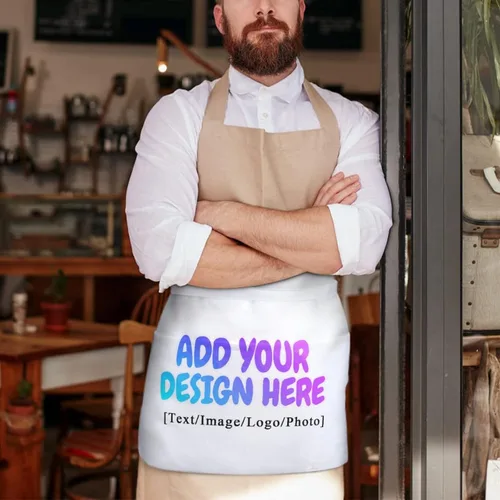 Miniatura 8 de AXKEUDO Delantal personalizado con bolsillos, delantales de cintura para camarera para cocinar en casa, restaurante, servir trabajo