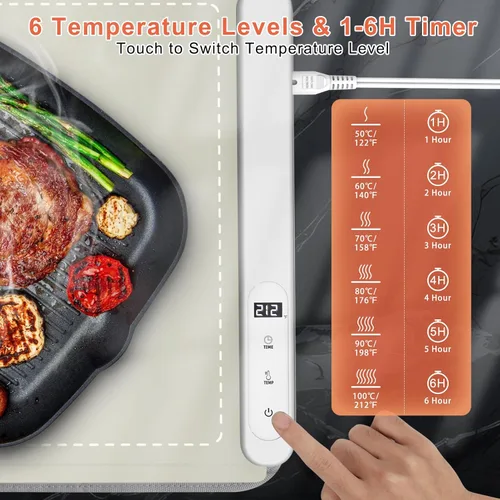 Miniatura 4 de FYY Tapete de calentamiento extra grande para alimentos con almohadilla resistente al calor, evita grietas en la encimera, mantiene la comida Caqui