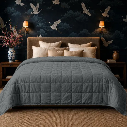 Miniatura 14 de HomeSmart - Manta con peso tamaño King de 20 libras, suave, gruesa, pesada, se adapta a camas estándar y California King, color negro
