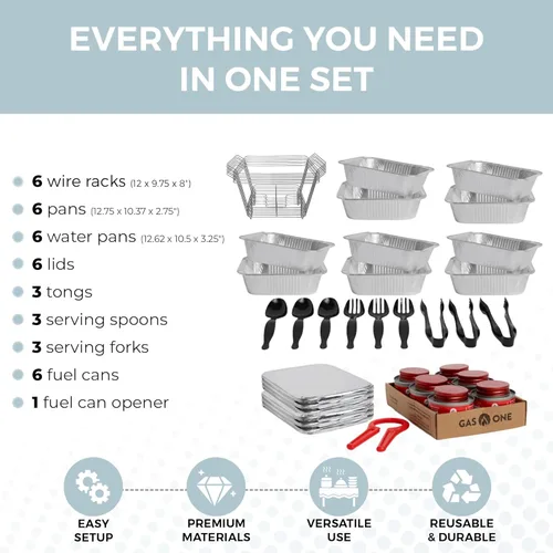 Miniatura 4 de Alpha Living 6 Pack - Juego de buffet de platos de roce desechable, bandejas de media talla, calentadores de alimentos con cuerpo soldado