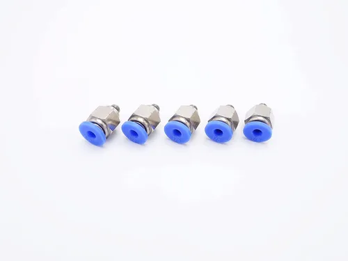 Miniatura 45 de Accesorio de conexión de empuje 5/32" Tubo OD x 10-32 UNF rosca macho, Conectores neumáticos de aire y agua de empuje rápido rectos para macho