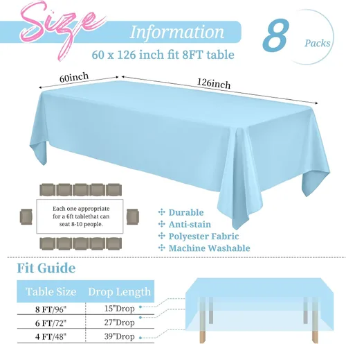 Miniatura 554 de Showgeous Paquete de 4 manteles redondos color rosa intenso de 120 pulgadas de poliéster para mesas redondas, manteles de tela decorativa lavable