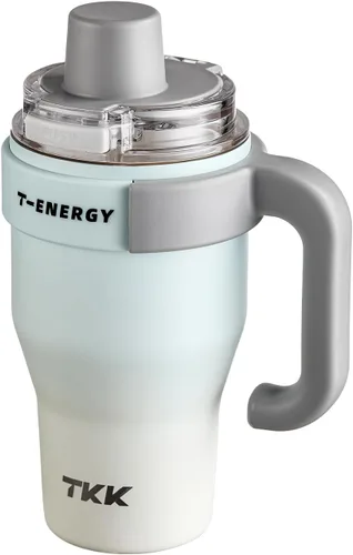 Miniatura 9 de TKK Vaso de 27 onzas con asa y popote, botella aislada con revestimiento de cerámica, taza de viaje 100% a prueba de fugas para agua, té helado