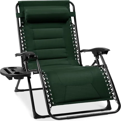 Miniatura 19 de Best Choice Products Silla acolchada de gravedad cero de gran tamaño, reclinable plegable para patio al aire libre, tumbona antigravedad XL