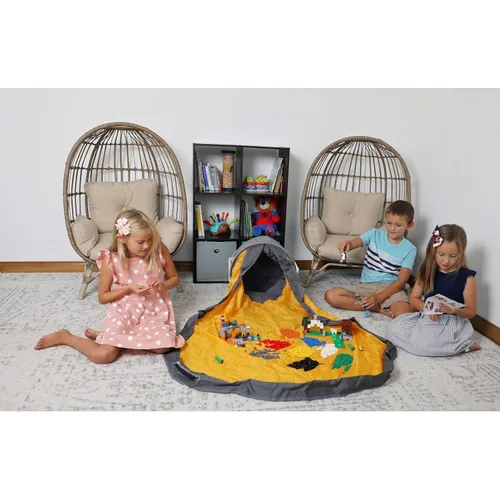 Miniatura 9 de Creative QT SlideAway Organizador de almacenamiento de juguetes y tapete de juego extra grande de 52 pulgadas, contenedores de almacenamiento Gris