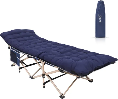 Miniatura 13 de Nice C Catres de camping con cojín, catres de camping con colchón, para adultos, catre plegable, con almohada, bolsa de transporte y bolsillo