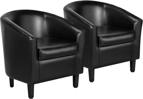 Miniatura 13 de Yaheetech Juego de 2 sillas tipo barril de pana, tapizadas, sillones redondos, sillas de espera con cojín suave para sala de estar, dormitorio, sala