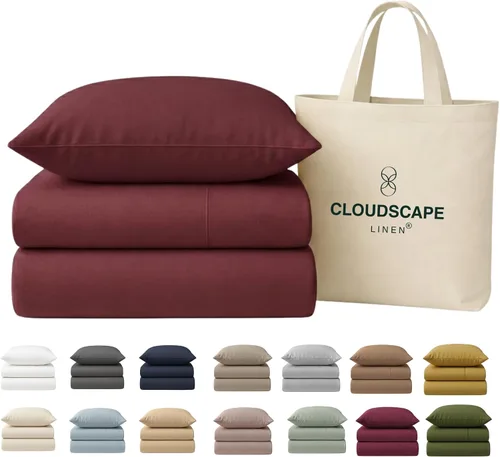 Miniatura 50 de Cloud Scape Linen - Juego de sábanas de 100% algodón egipcio, tamaño individual, juego de ropa de cama de lujo de 3 piezas, 400 hilos, calidad