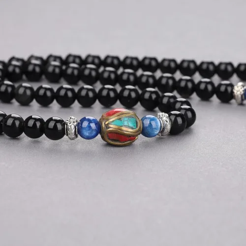 Miniatura 5 de COAI Pulsera de piedra obsidiana negra Collar Mala Beads 108