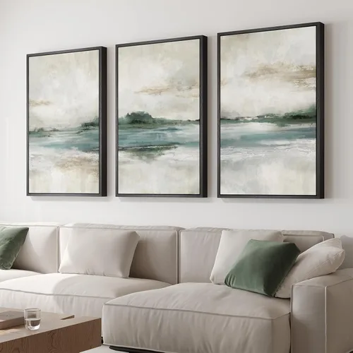 Miniatura 2 de Arte de pared abstracto de paisaje natural enmarcado grande para sala de estar, juego de 3 impresiones en lienzo modernas, pinturas para paredes